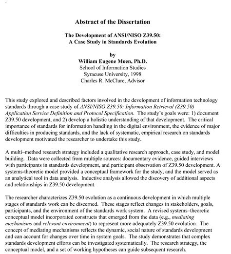A Sample of Dissertation Abstracts from Past Students